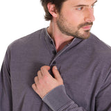Camiseta Burnout Manga Larga Henley Para Hombre Color Gris-4