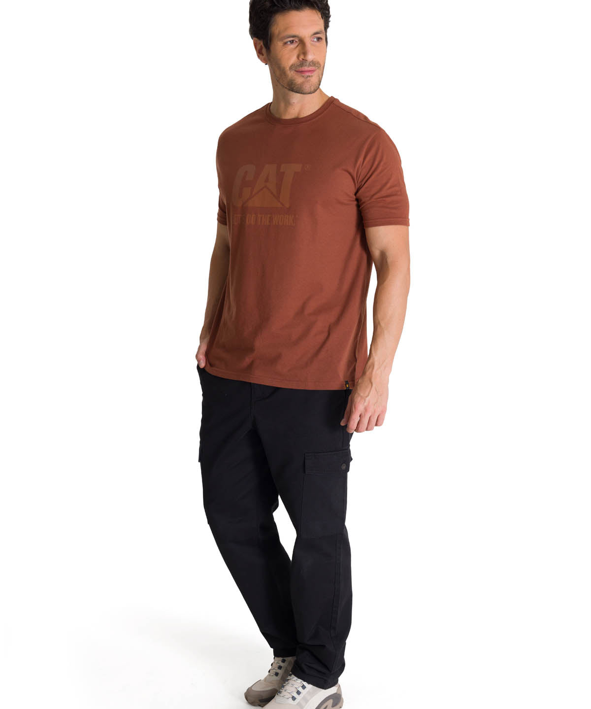 Camiseta Do The Work Graphic Para Hombre Color Café-5