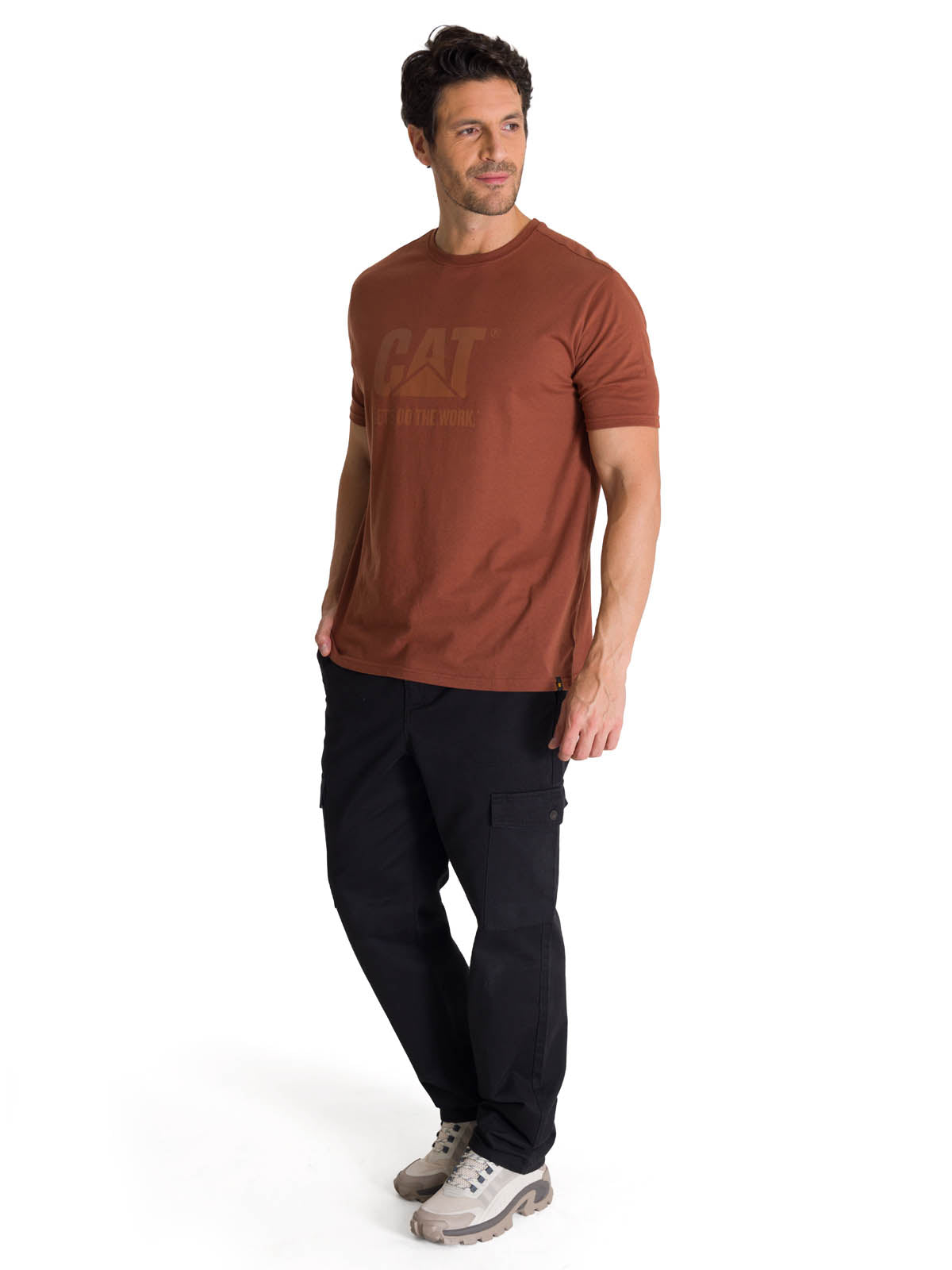 Camiseta Do The Work Graphic Para Hombre Color Café-5