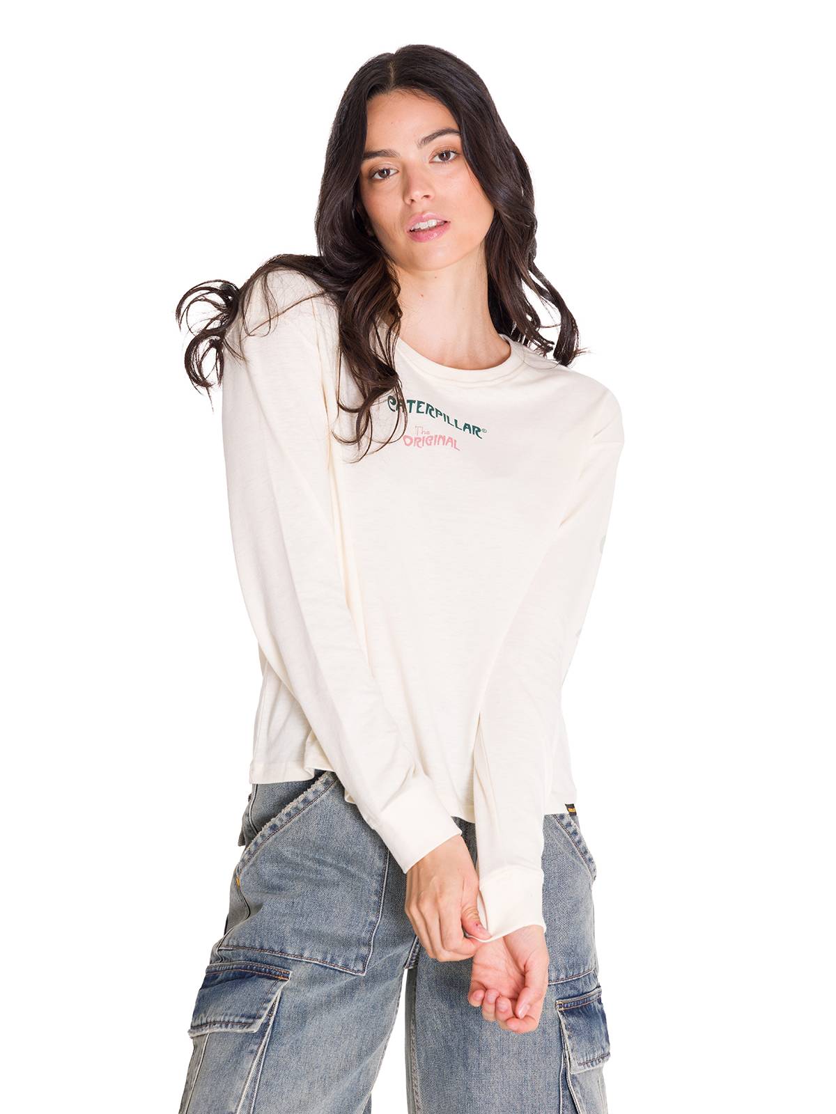 Camiseta Manga Larga Floral Graphic T Para Mujer Color Amarillo-2