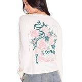 Camiseta Manga Larga Floral Graphic T Para Mujer Color Amarillo-4