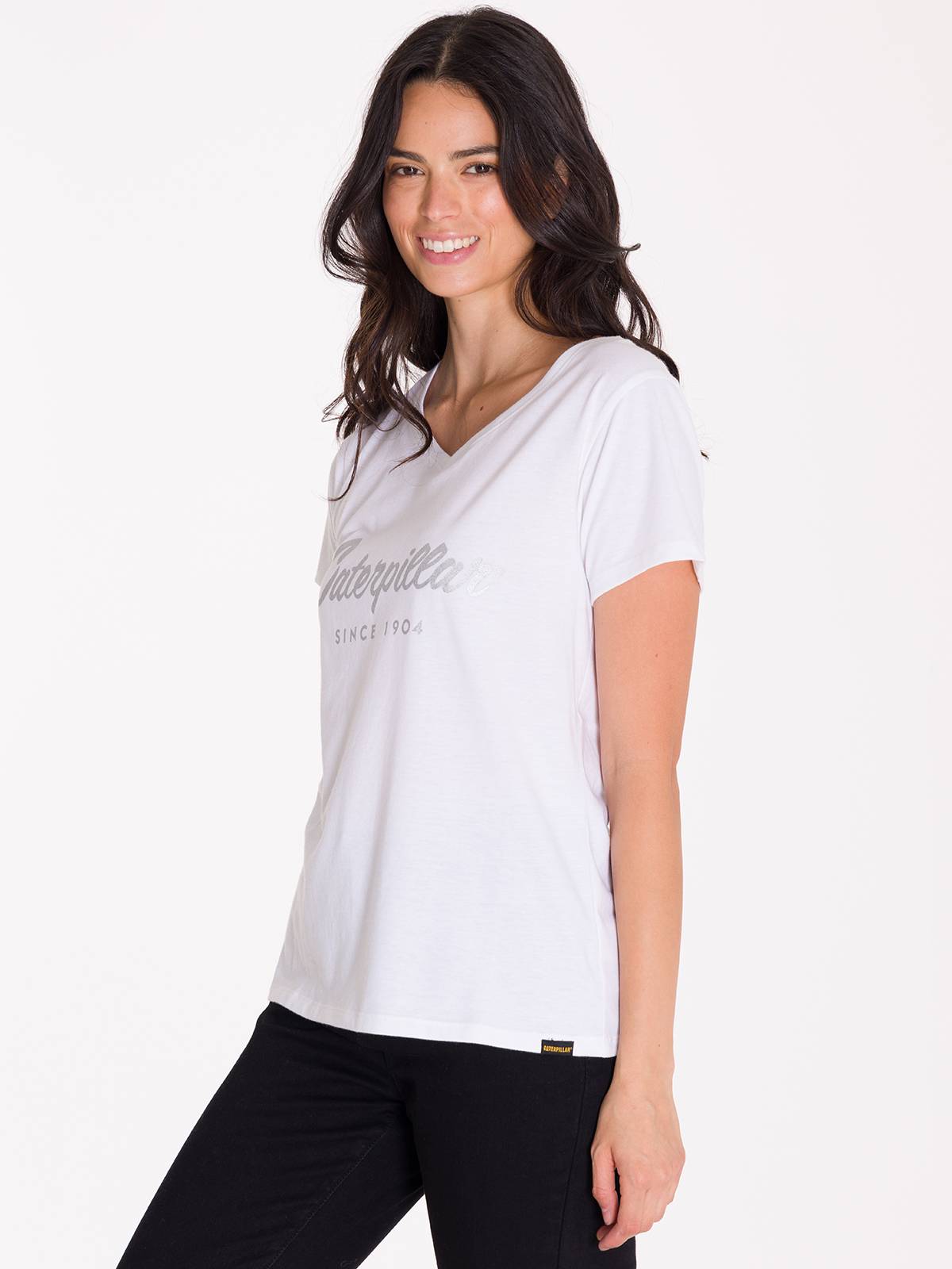 Camiseta Caterpillar Metallic Para Mujer Color Blanco-1