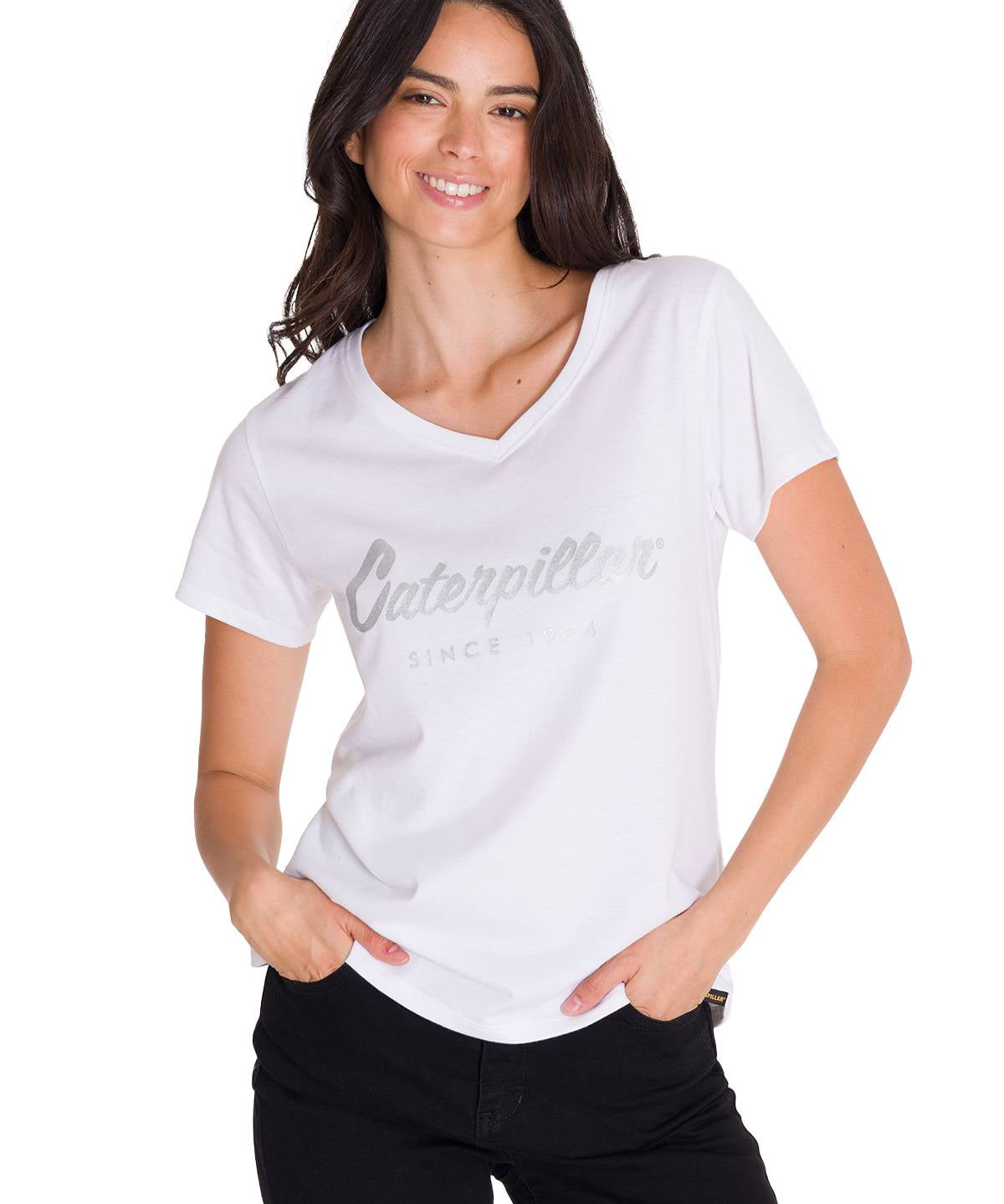Camiseta Caterpillar Metallic Para Mujer Color Blanco-2