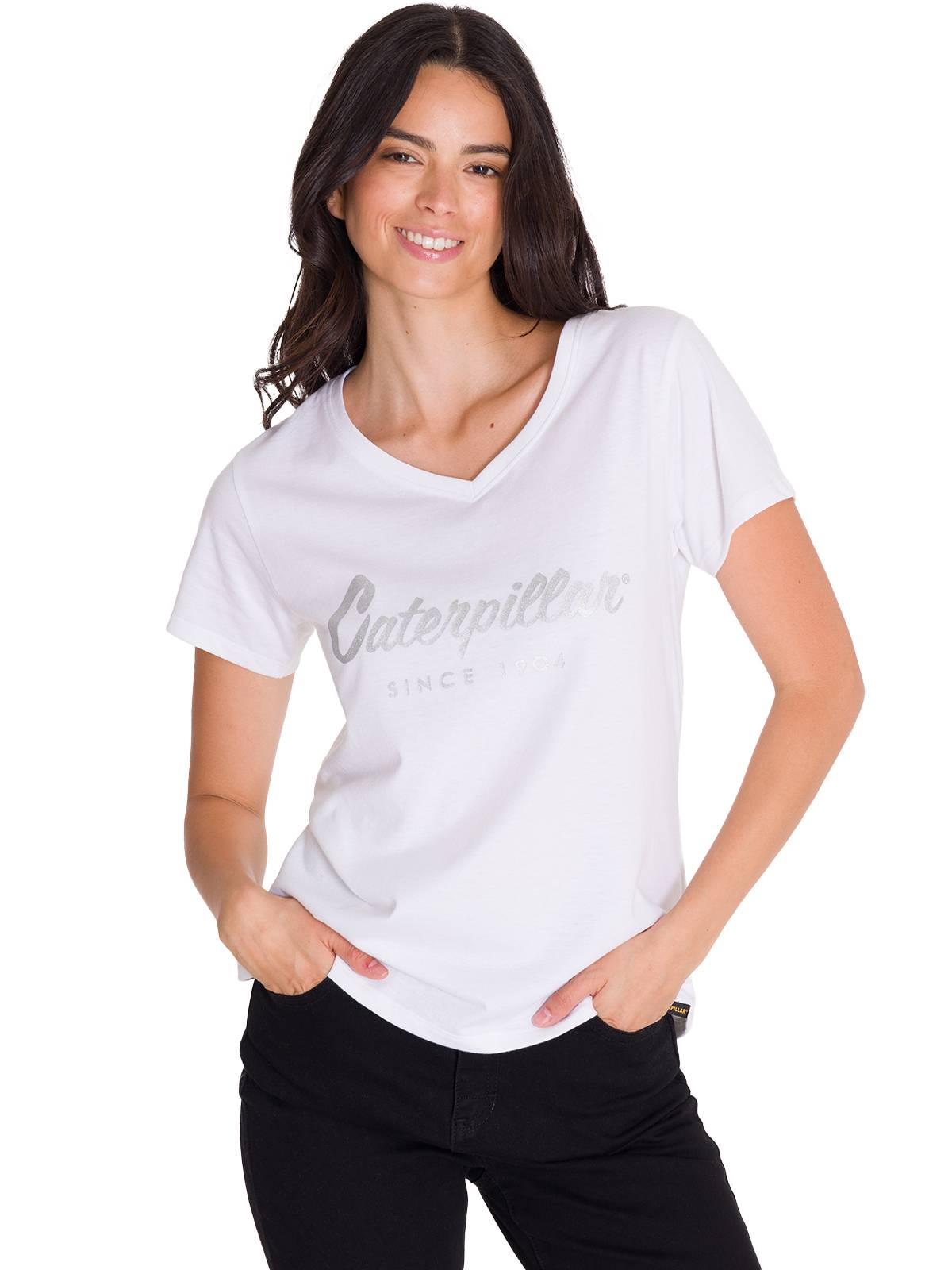 Camiseta Caterpillar Metallic Para Mujer Color Blanco-2