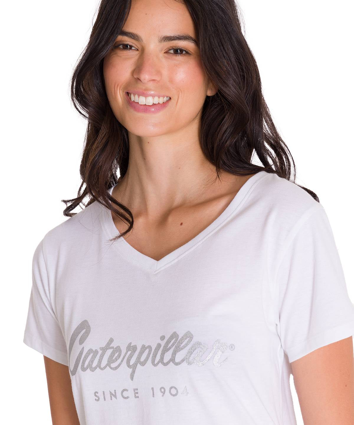 Camiseta Caterpillar Metallic Para Mujer Color Blanco-4