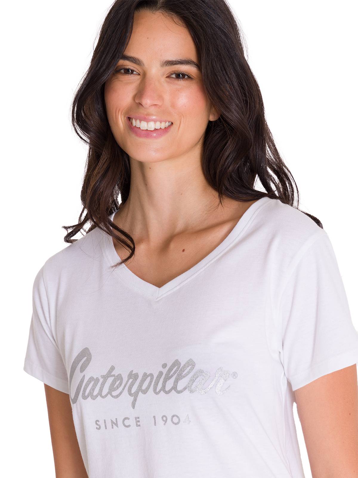 Camiseta Caterpillar Metallic Para Mujer Color Blanco-4
