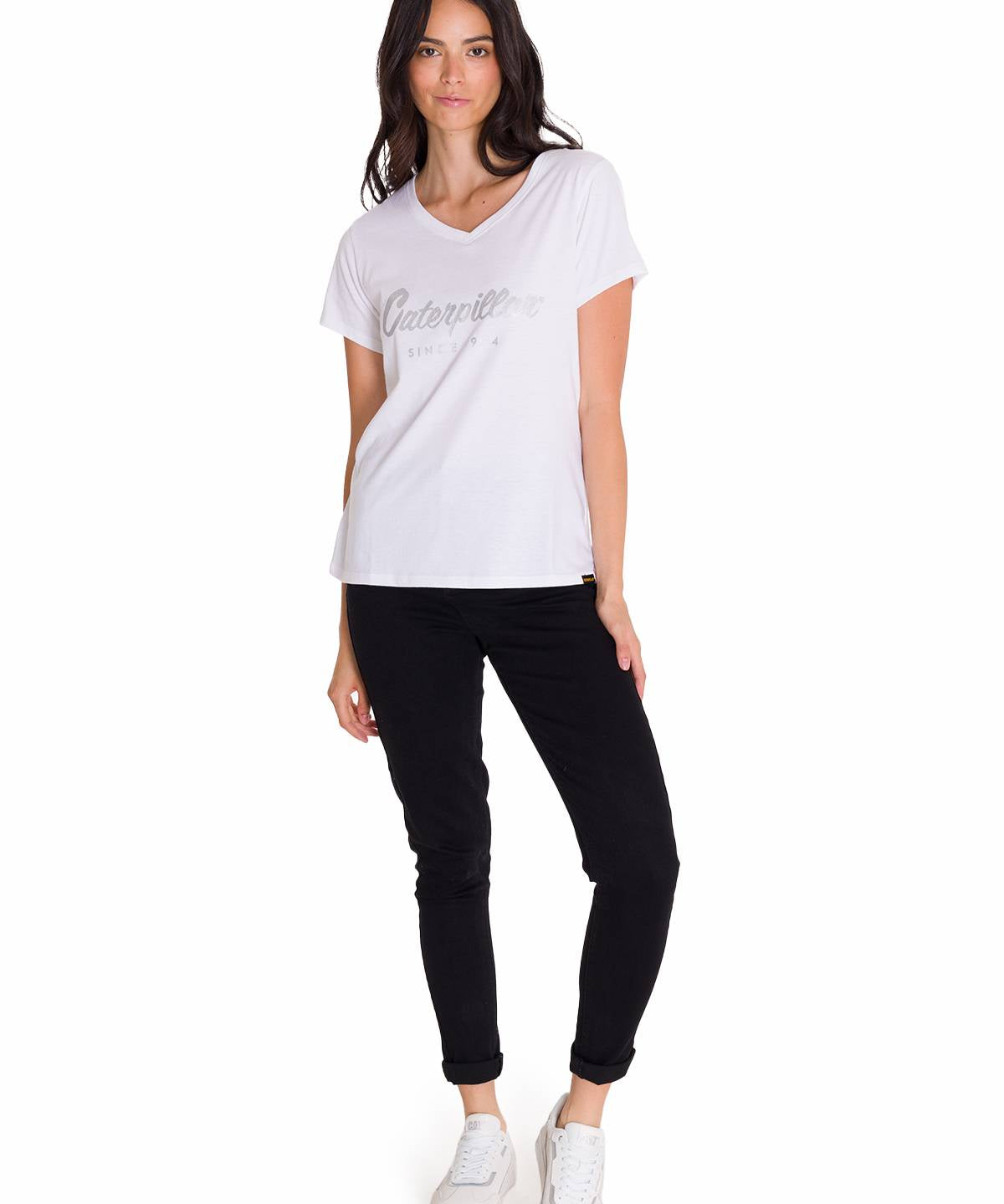 Camiseta Caterpillar Metallic Para Mujer Color Blanco-5