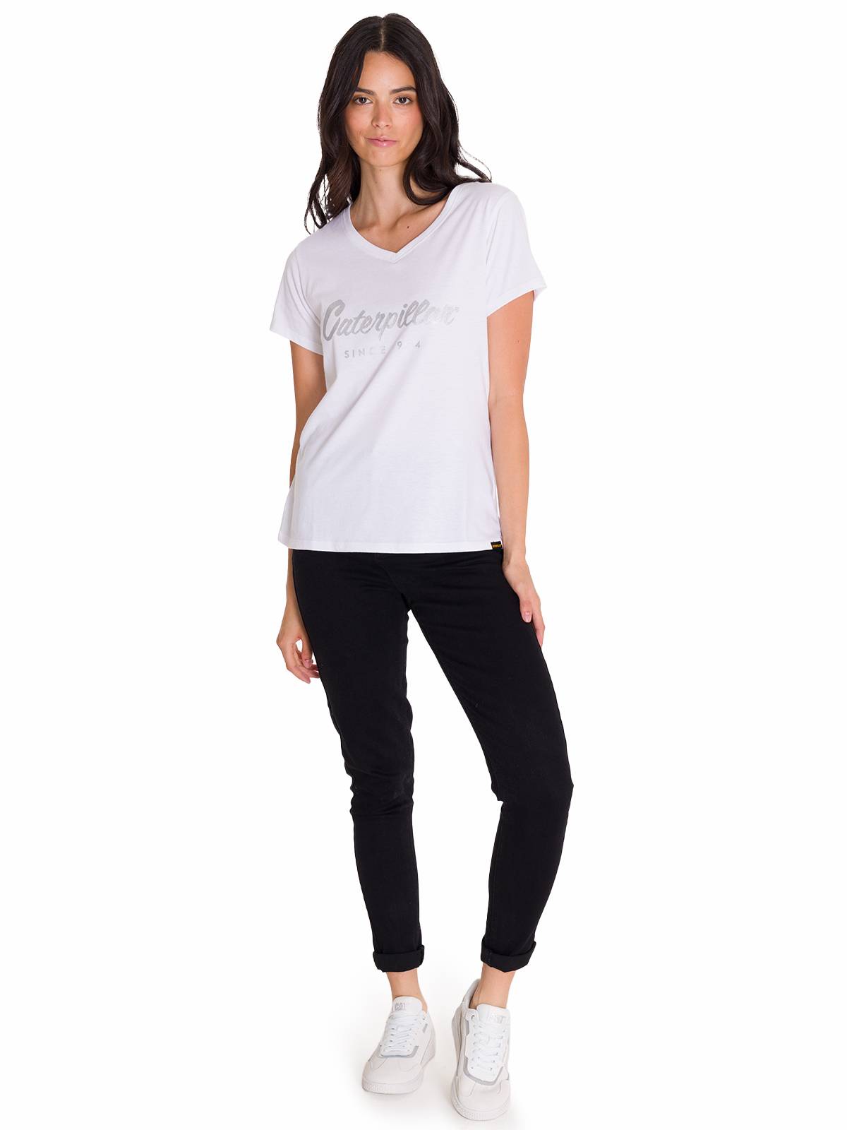 Camiseta Caterpillar Metallic Para Mujer Color Blanco-5