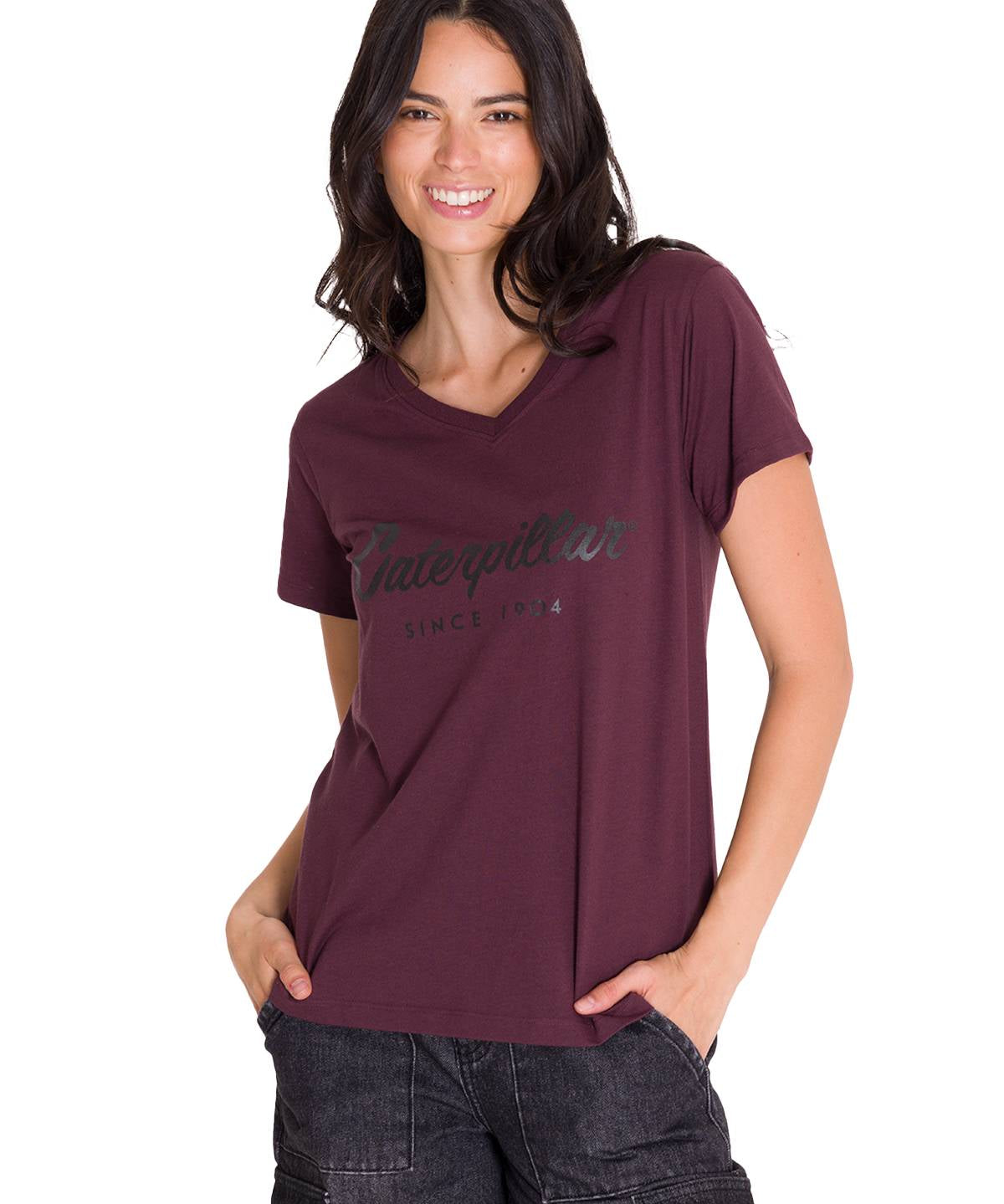 Camiseta Caterpillar Metallic Para Mujer Color Negro-1