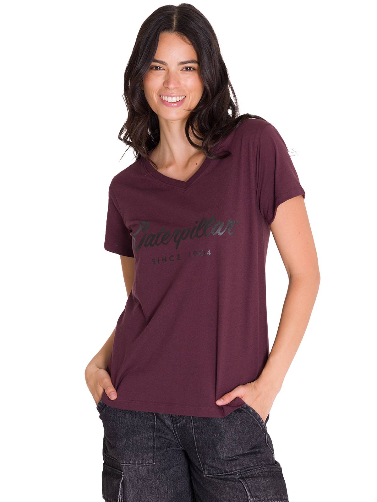 Camiseta Caterpillar Metallic Para Mujer Color Negro-1