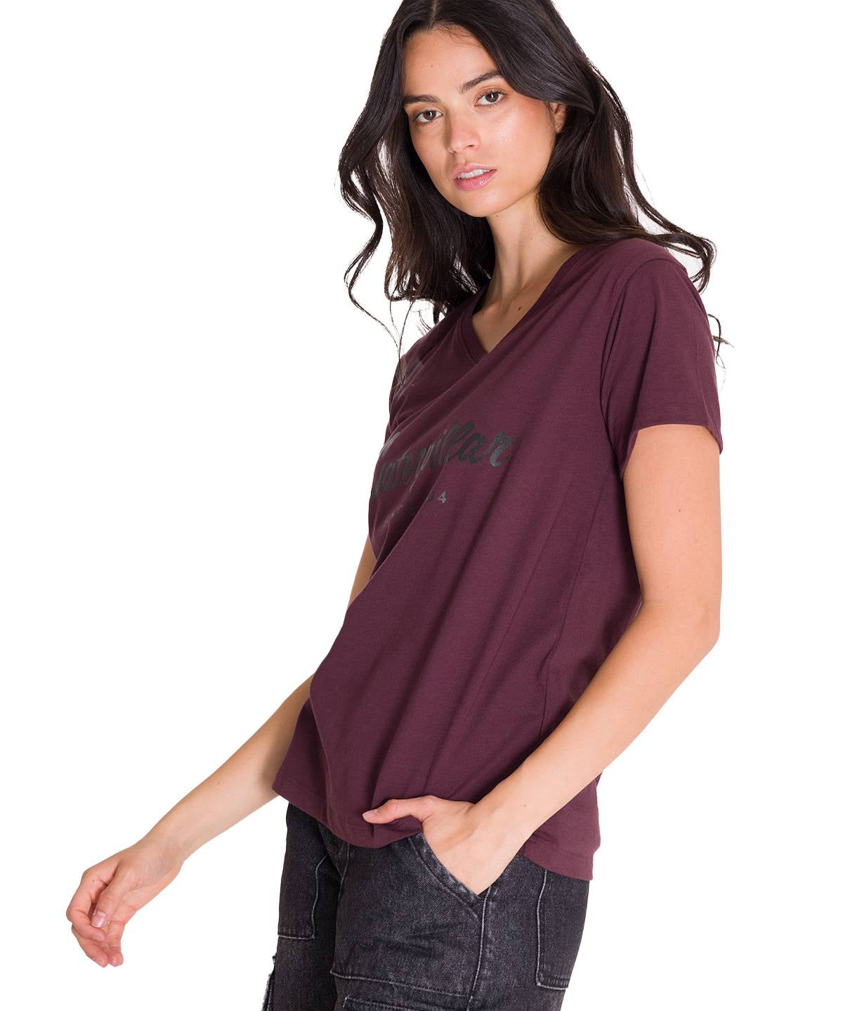 Camiseta Caterpillar Metallic Para Mujer Color Negro-2