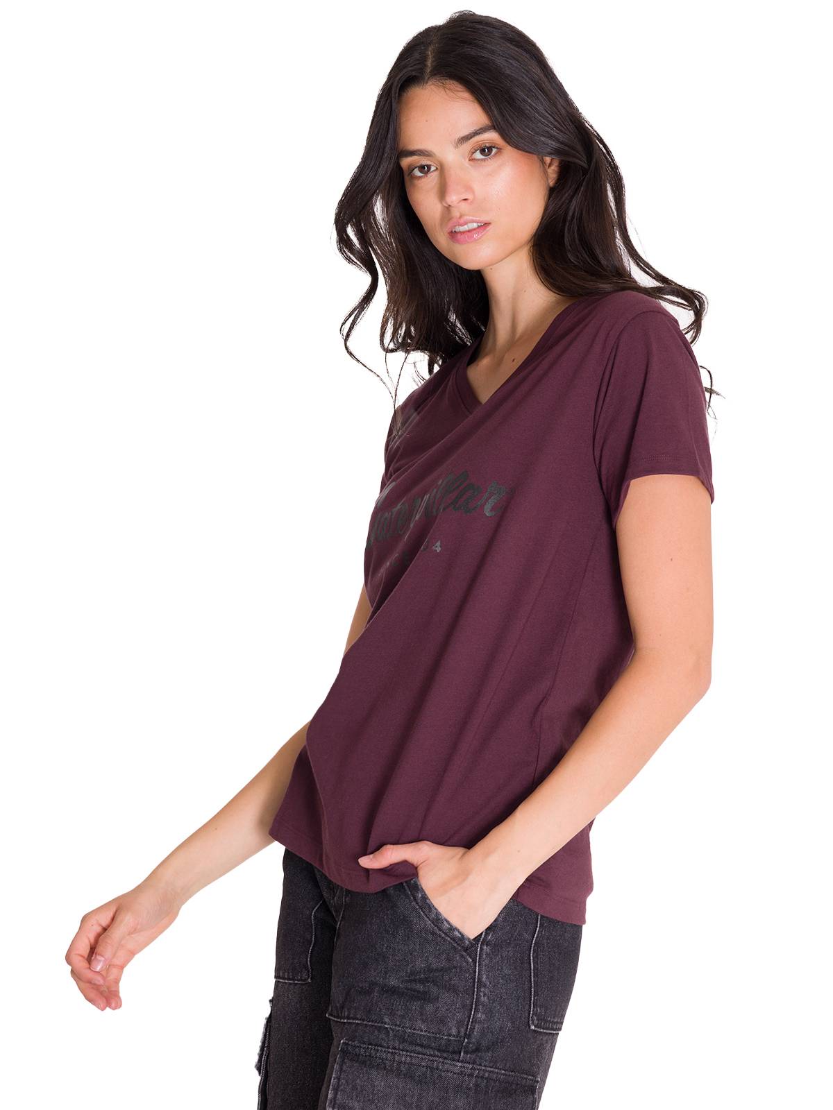 Camiseta Caterpillar Metallic Para Mujer Color Negro-2