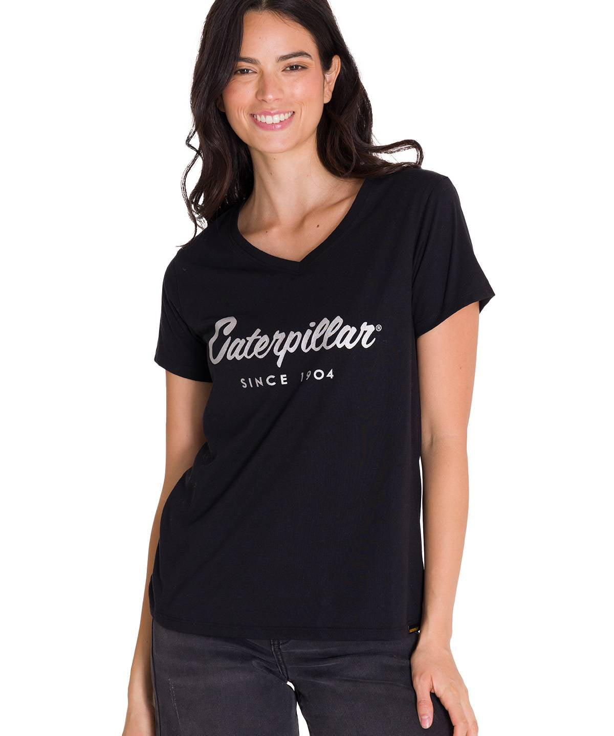 Camiseta Caterpillar Metallic Para Mujer Color Negro-1