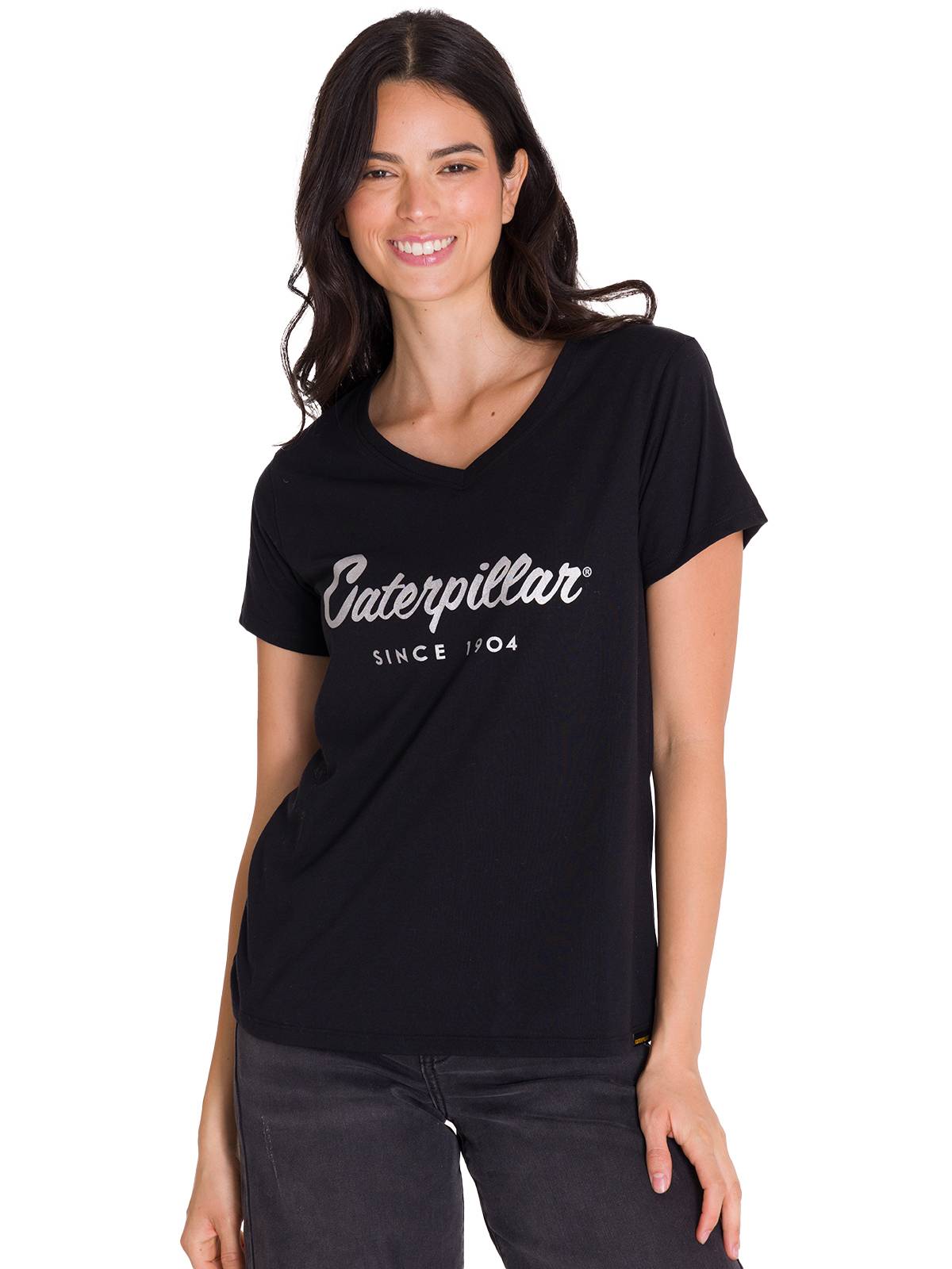 Camiseta Caterpillar Metallic Para Mujer Color Negro-1