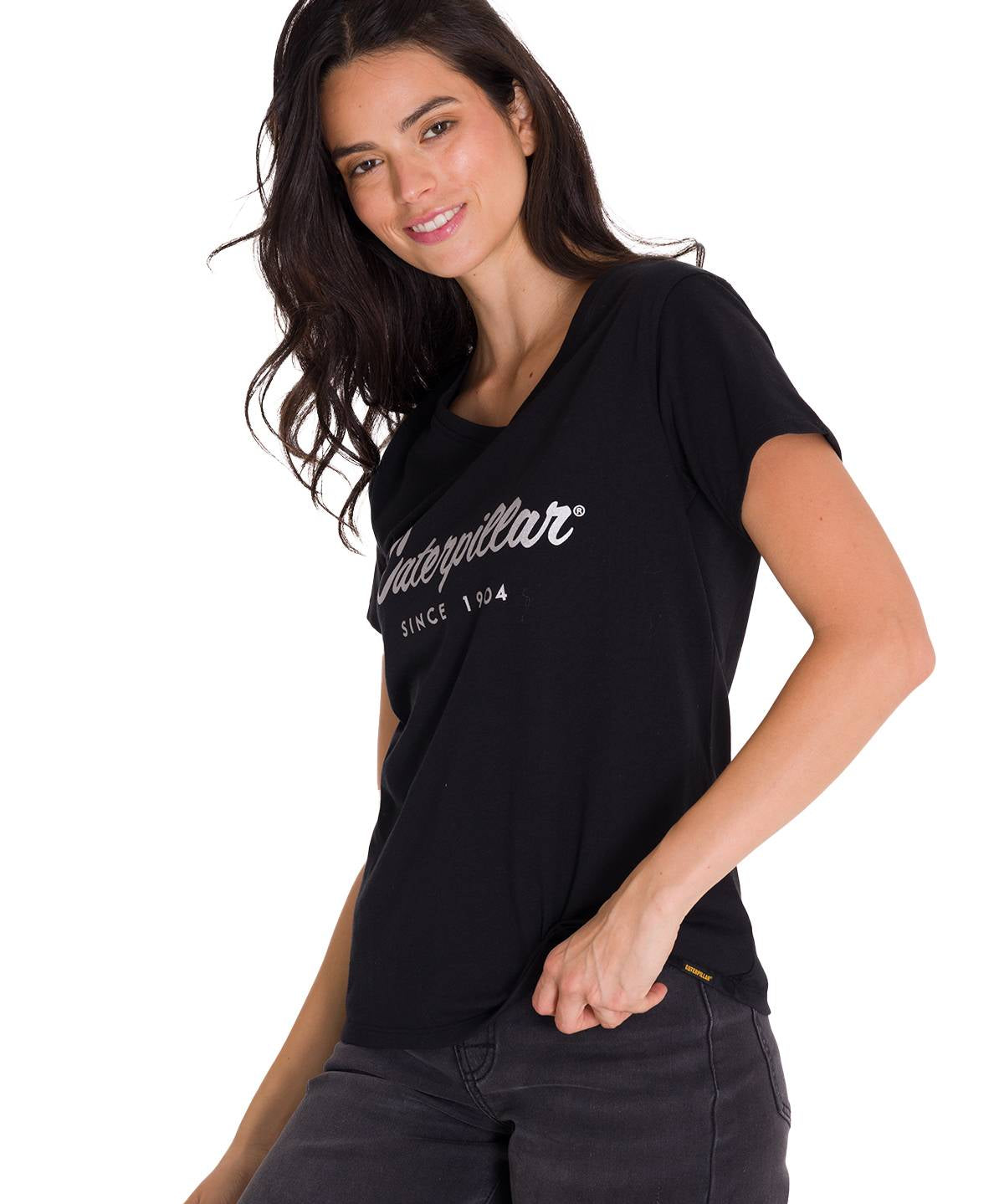 Camiseta Caterpillar Metallic Para Mujer Color Negro-2