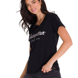 Camiseta Caterpillar Metallic Para Mujer Color Negro-2