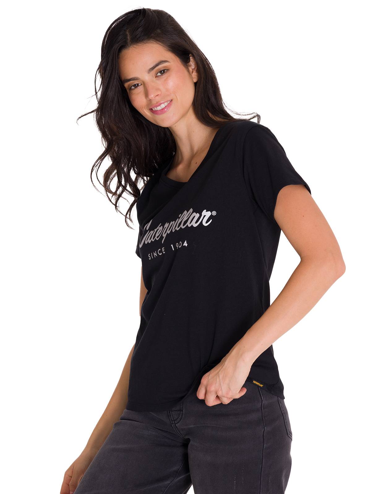 Camiseta Caterpillar Metallic Para Mujer Color Negro-2