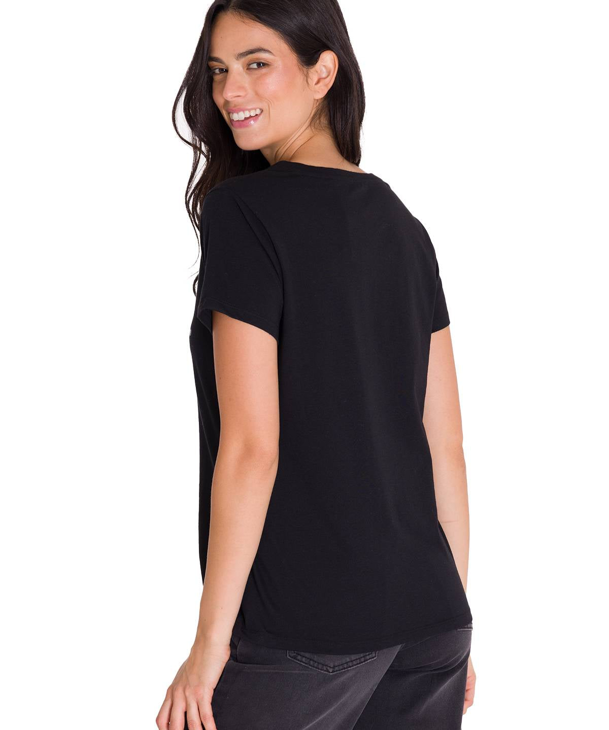 Camiseta Caterpillar Metallic Para Mujer Color Negro-3