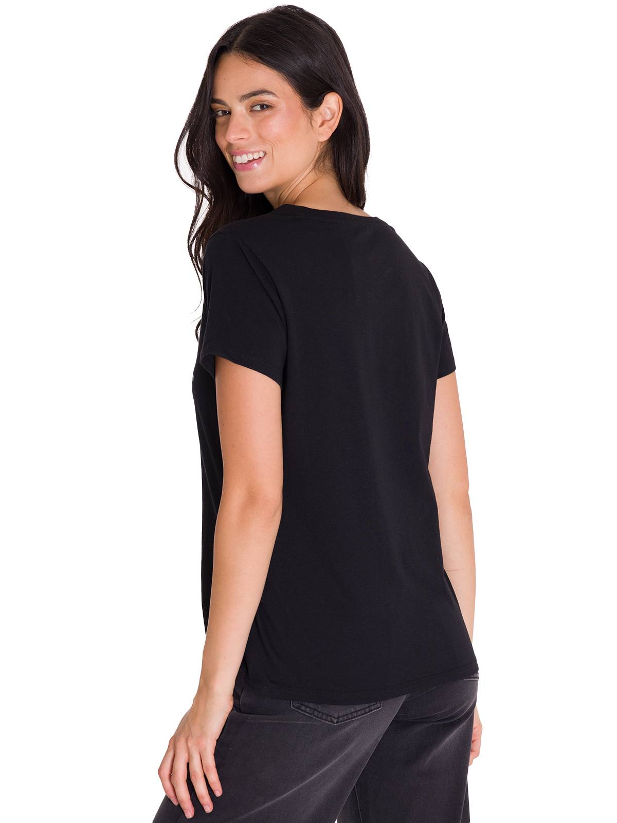 Camiseta Caterpillar Metallic Para Mujer Color Negro-3