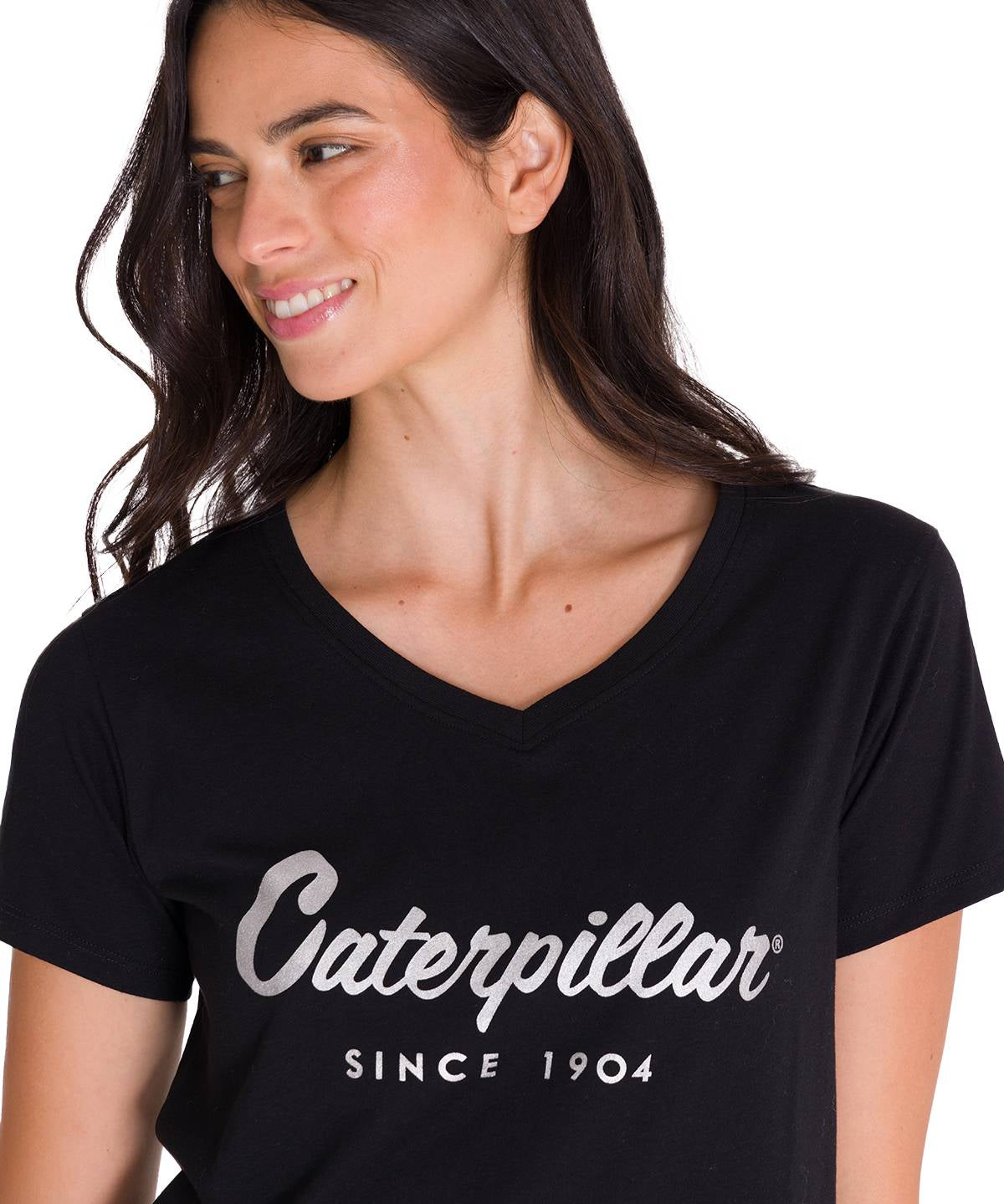 Camiseta Caterpillar Metallic Para Mujer Color Negro-4