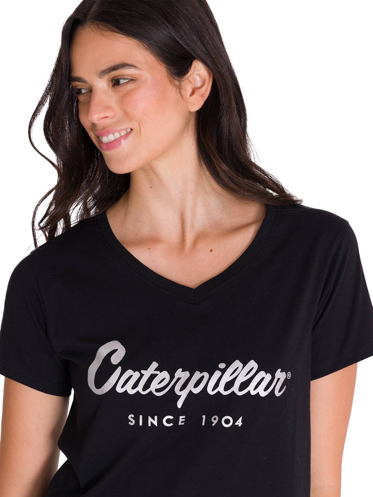 Camiseta Caterpillar Metallic Para Mujer Color Negro-4