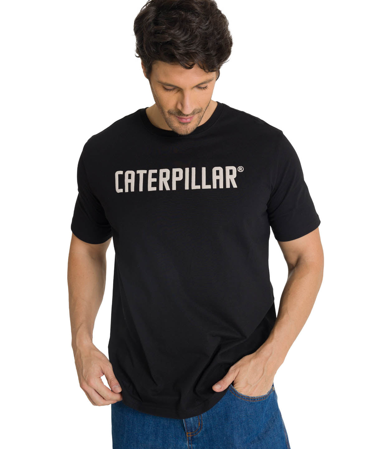 Camiseta Caterpillar Puff Pri Para Hombre Color Negro-2