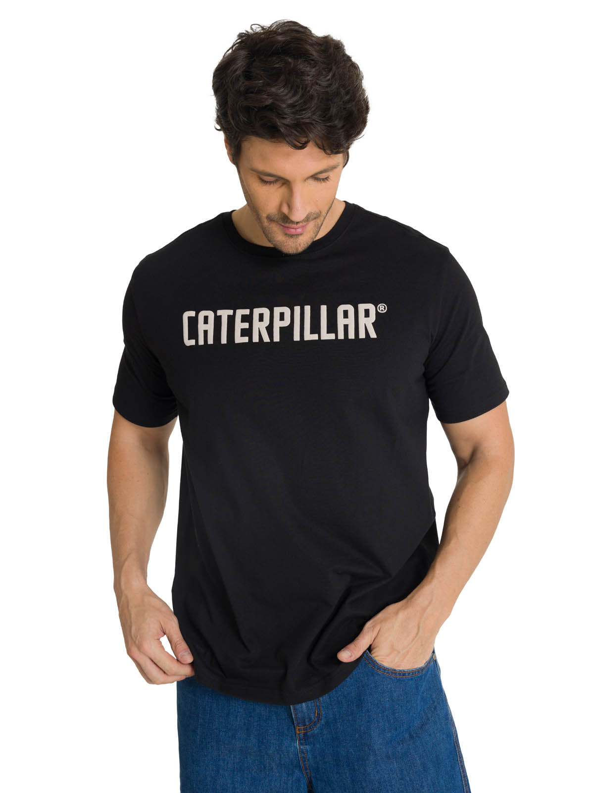 Camiseta Caterpillar Puff Pri Para Hombre Color Negro-2