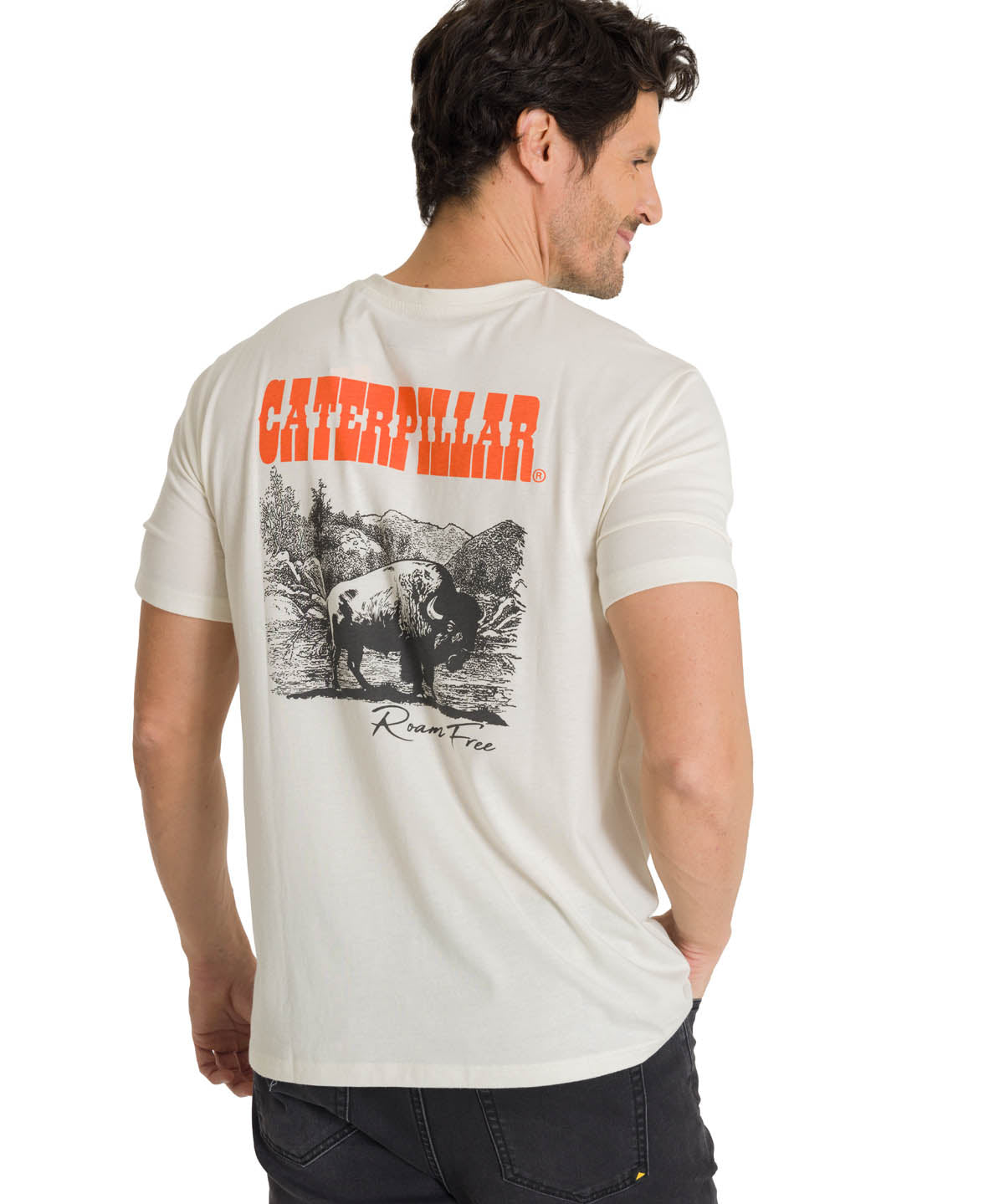 Camiseta Roam Free Bison Tee Para Hombre Color Beige-3