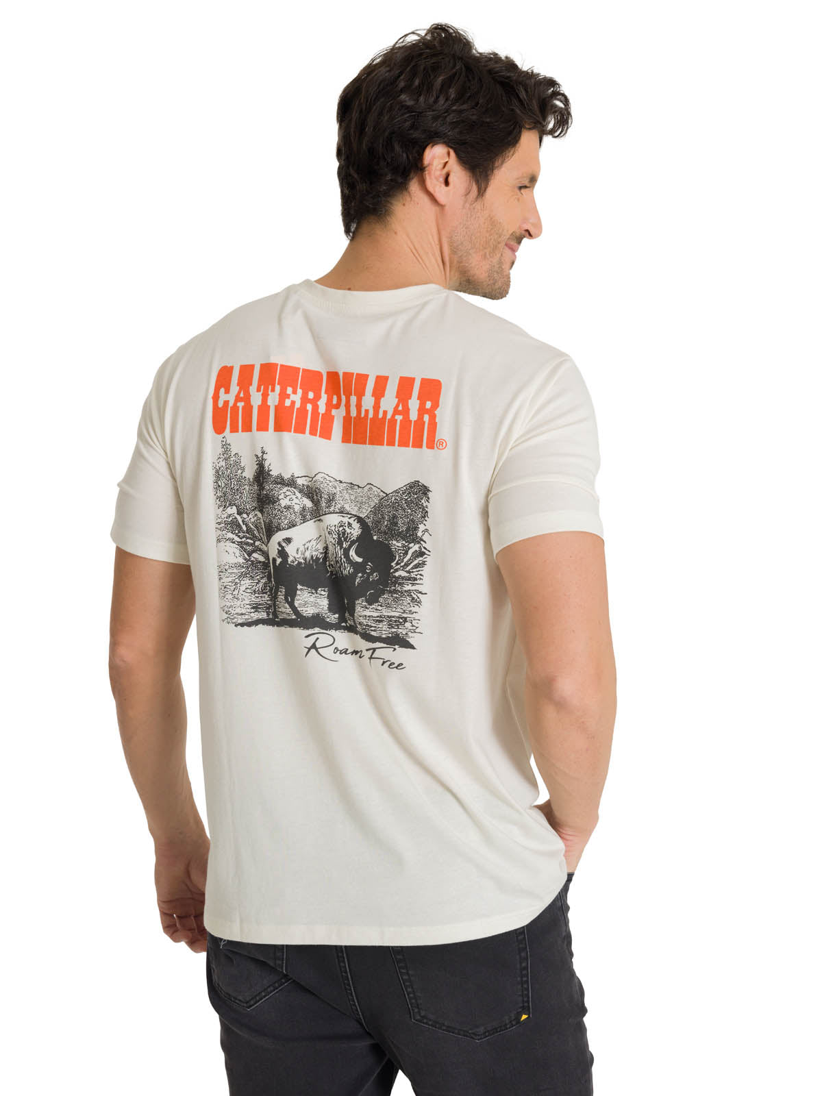 Camiseta Roam Free Bison Tee Para Hombre Color Beige-3