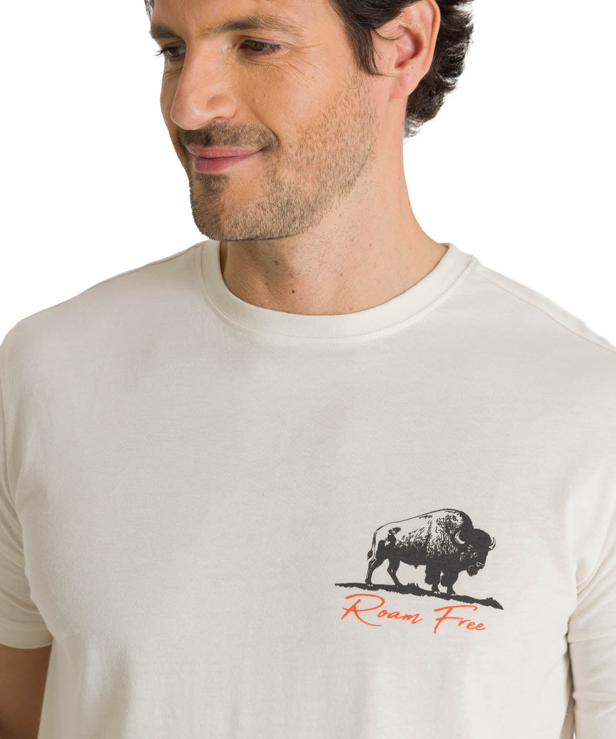 Camiseta Roam Free Bison Tee Para Hombre Color Beige-4