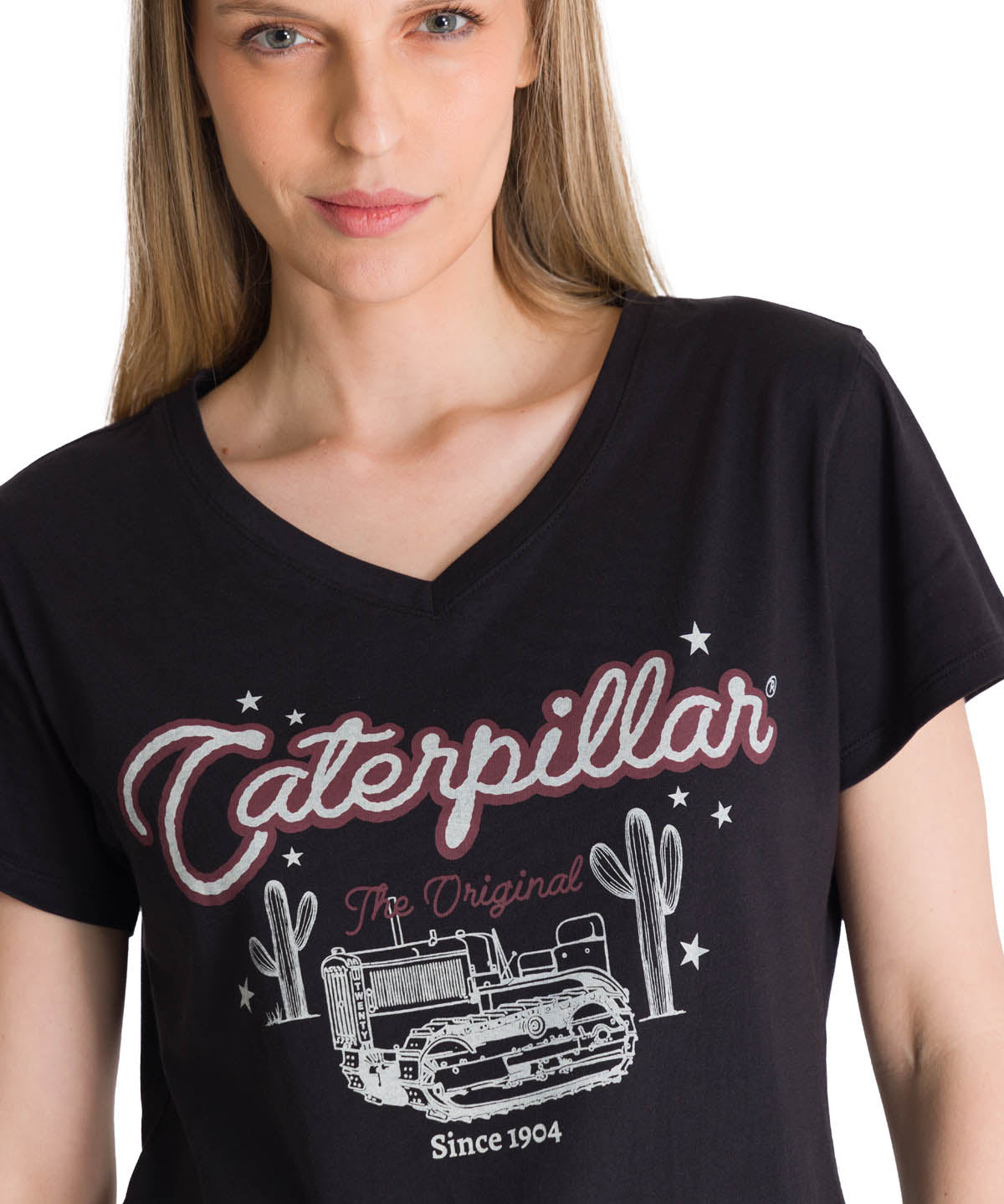 Camiseta V-Neck Graphic Tee 1 Para Mujer Color Negro-4