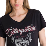 Camiseta V-Neck Graphic Tee 1 Para Mujer Color Negro-4