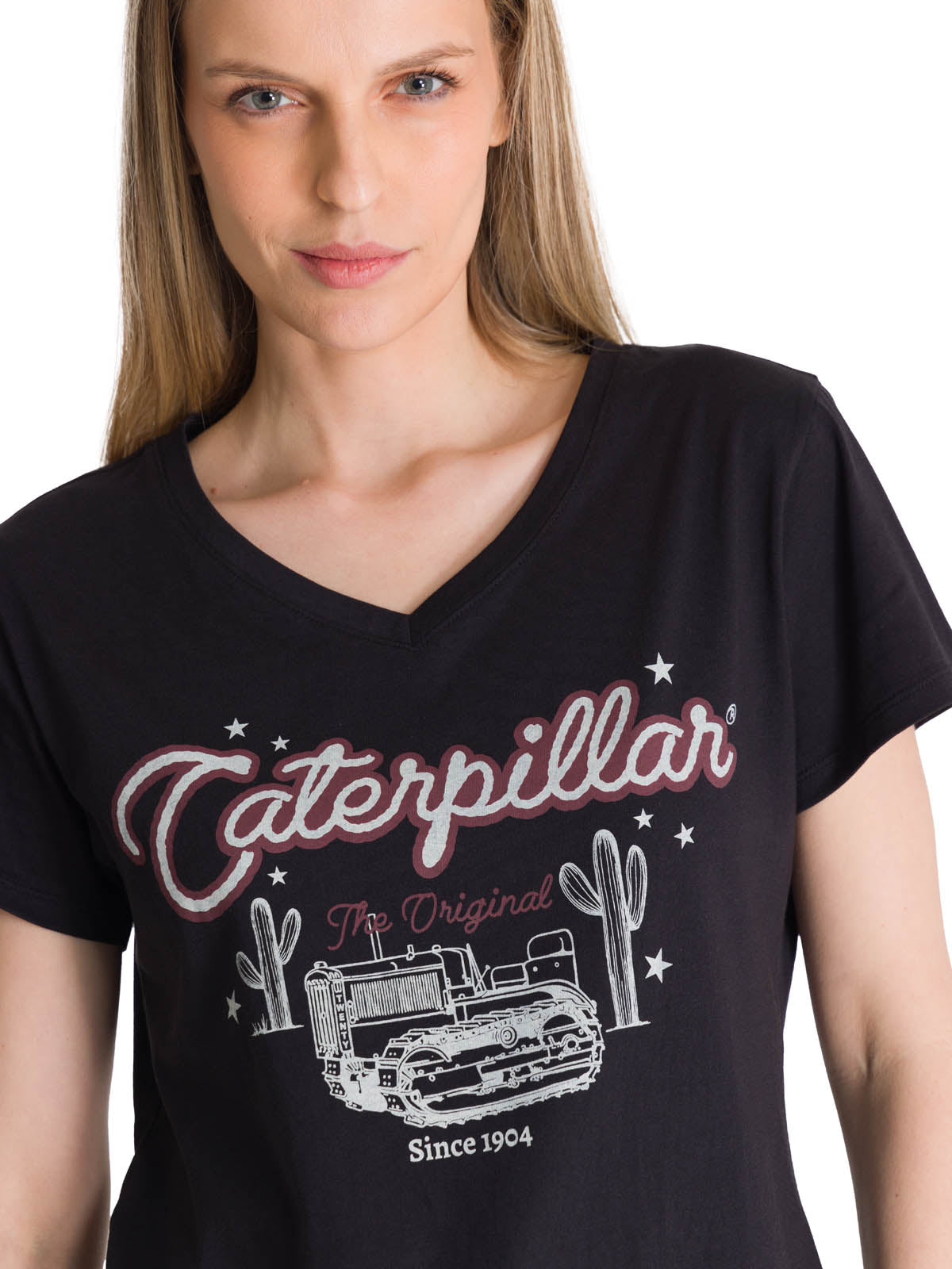 Camiseta V-Neck Graphic Tee 1 Para Mujer Color Negro-4