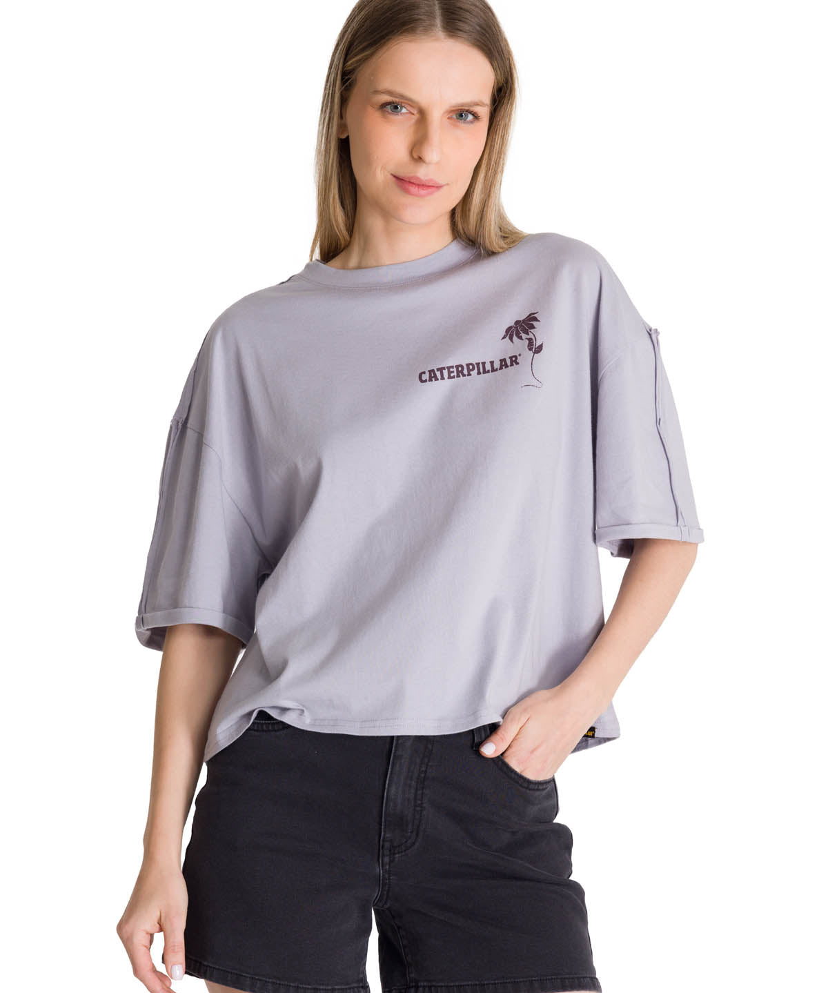 Camiseta Oversize Graphic Tee Para Mujer Color Gris-1