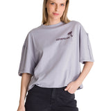 Camiseta Oversize Graphic Tee Para Mujer Color Gris-1