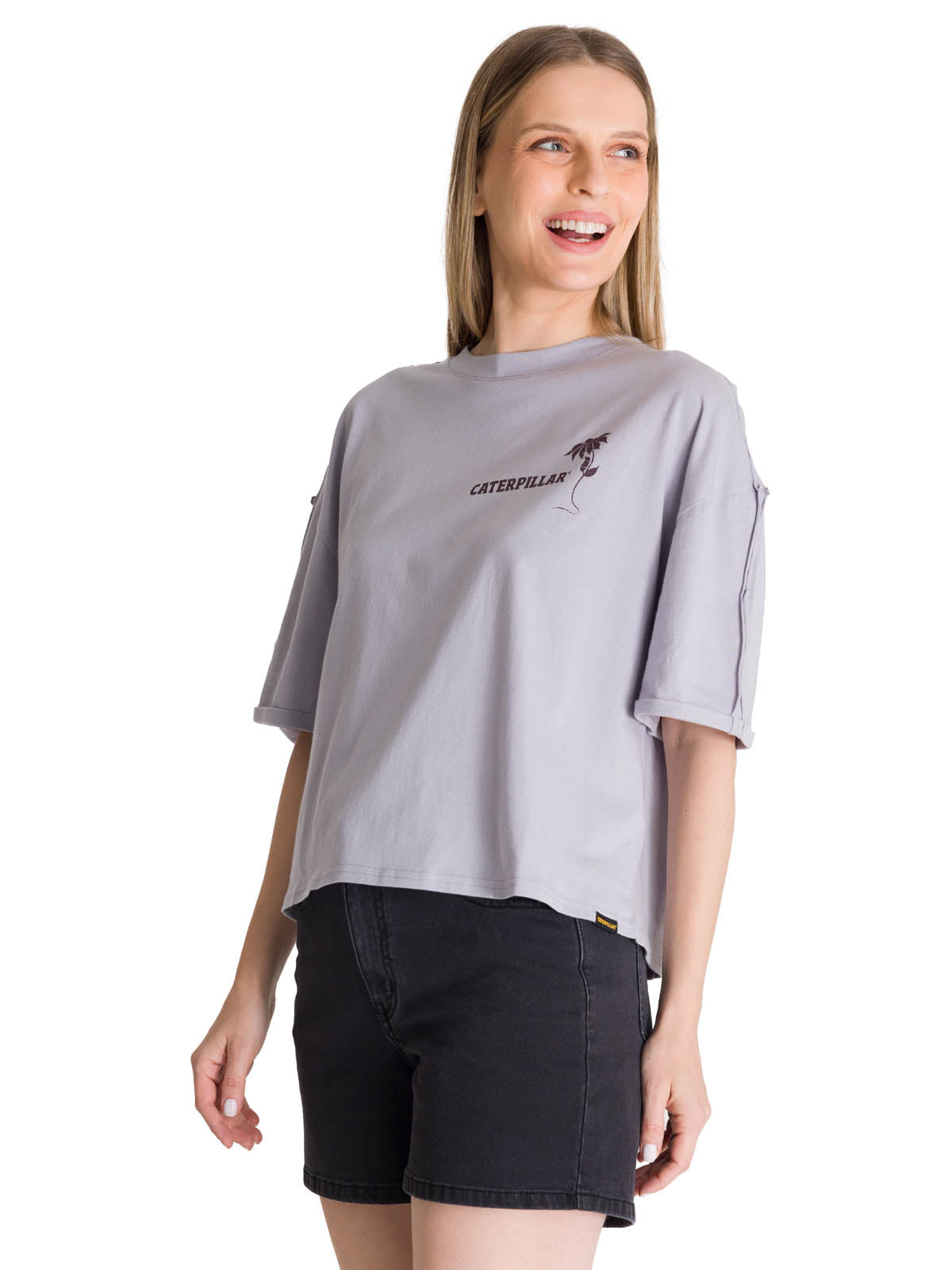 Camiseta Oversize Graphic Tee Para Mujer Color Gris-2