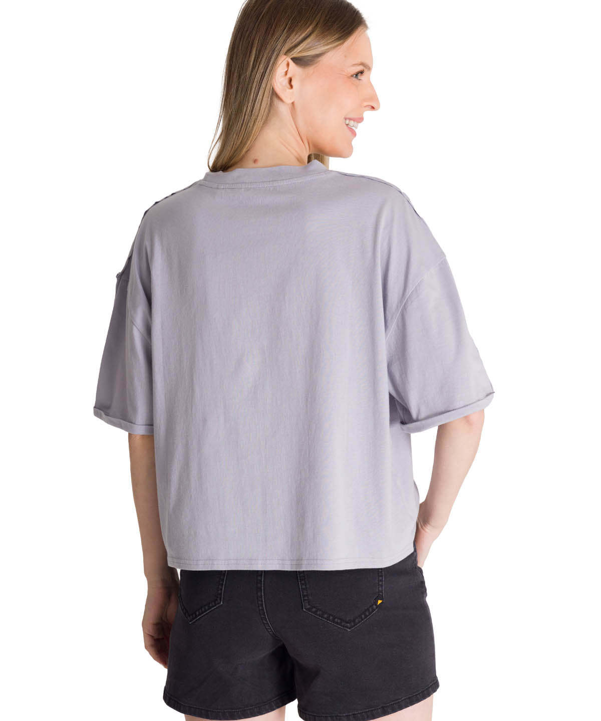 Camiseta Oversize Graphic Tee Para Mujer Color Gris-3