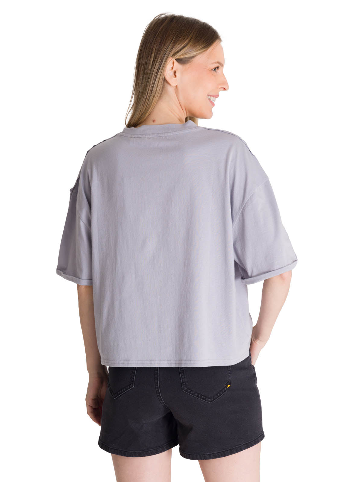 Camiseta Oversize Graphic Tee Para Mujer Color Gris-3