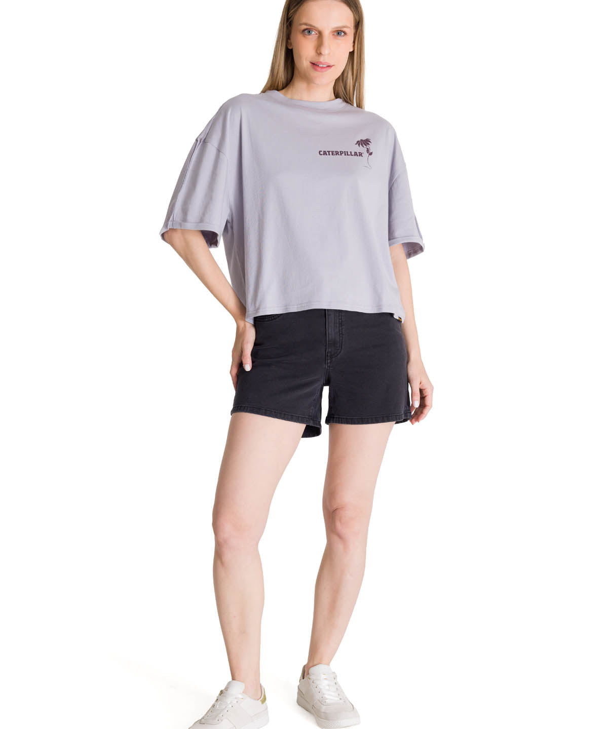 Camiseta Oversize Graphic Tee Para Mujer Color Gris-5