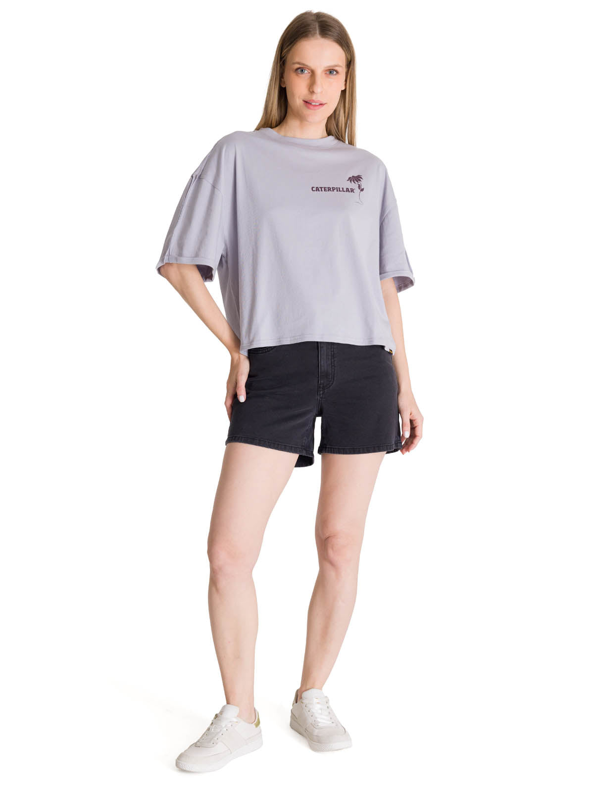 Camiseta Oversize Graphic Tee Para Mujer Color Gris-5