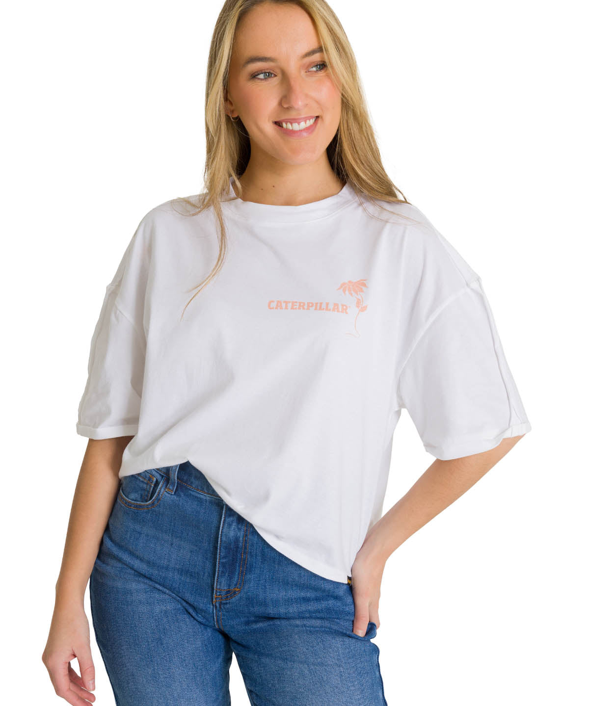 Camiseta Oversize Graphic Tee Para Mujer Color Blanco-1