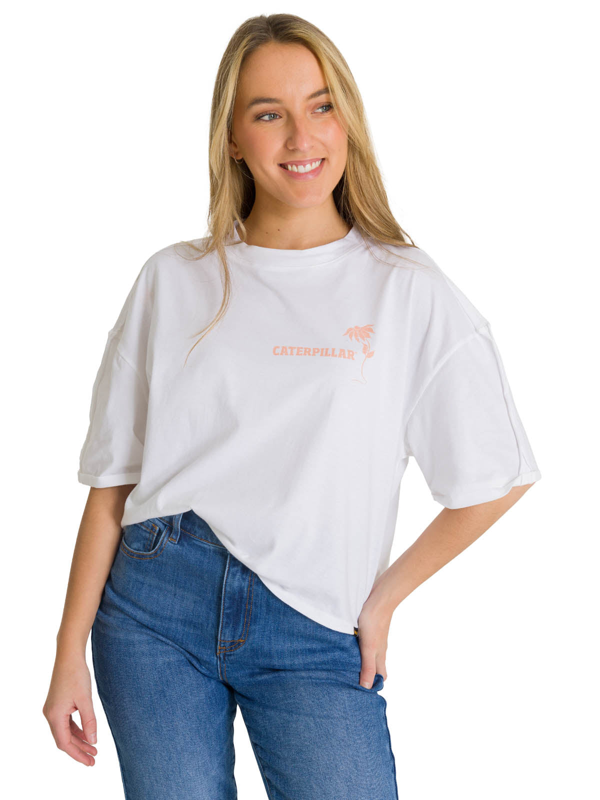 Camiseta Oversize Graphic Tee Para Mujer Color Blanco-1