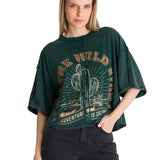 Camiseta Oversize Graphic Tee Para Mujer Color Verde-1