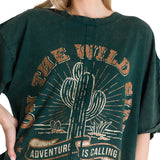 Camiseta Oversize Graphic Tee Para Mujer Color Verde-4