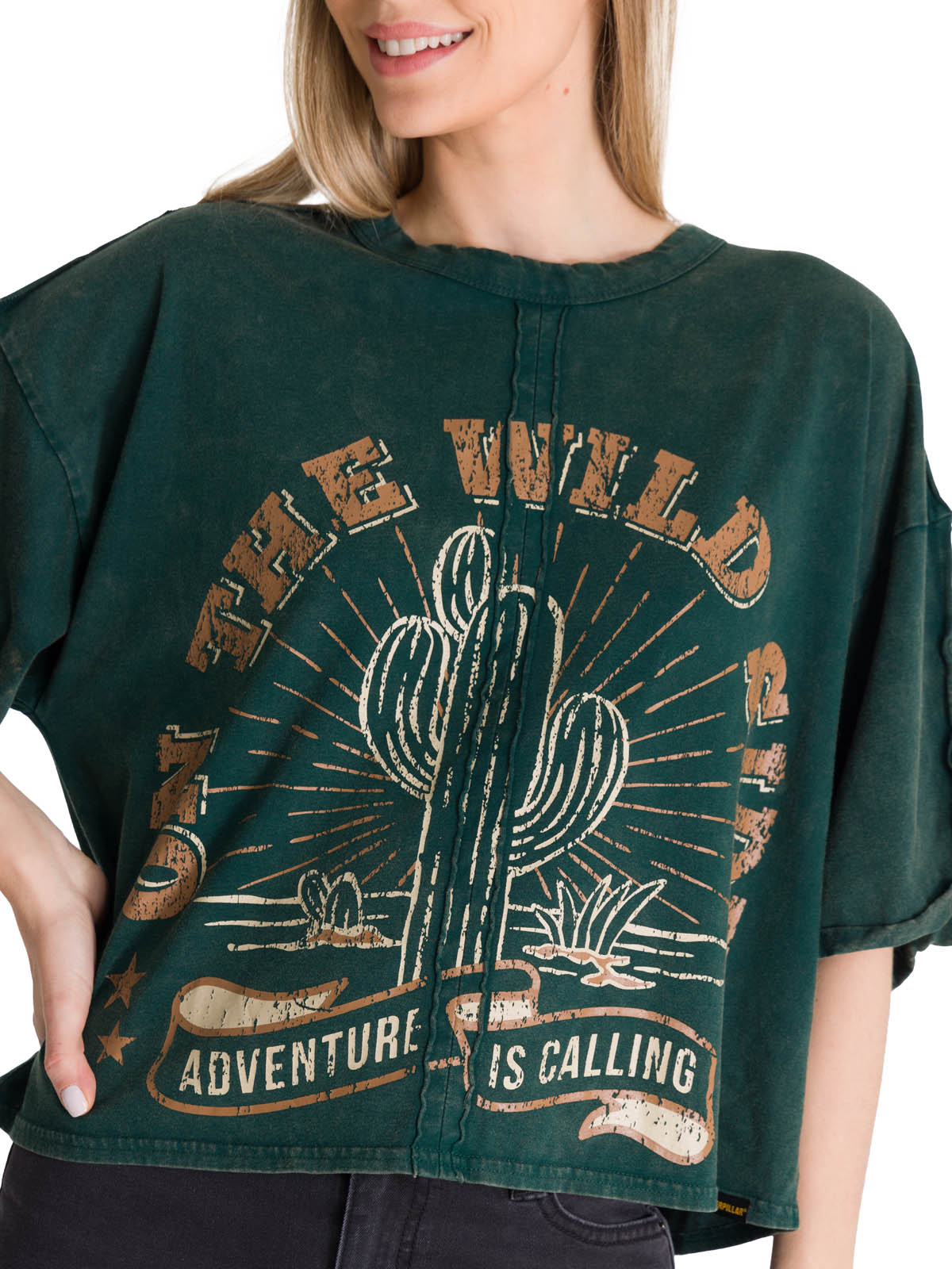 Camiseta Oversize Graphic Tee Para Mujer Color Verde-4