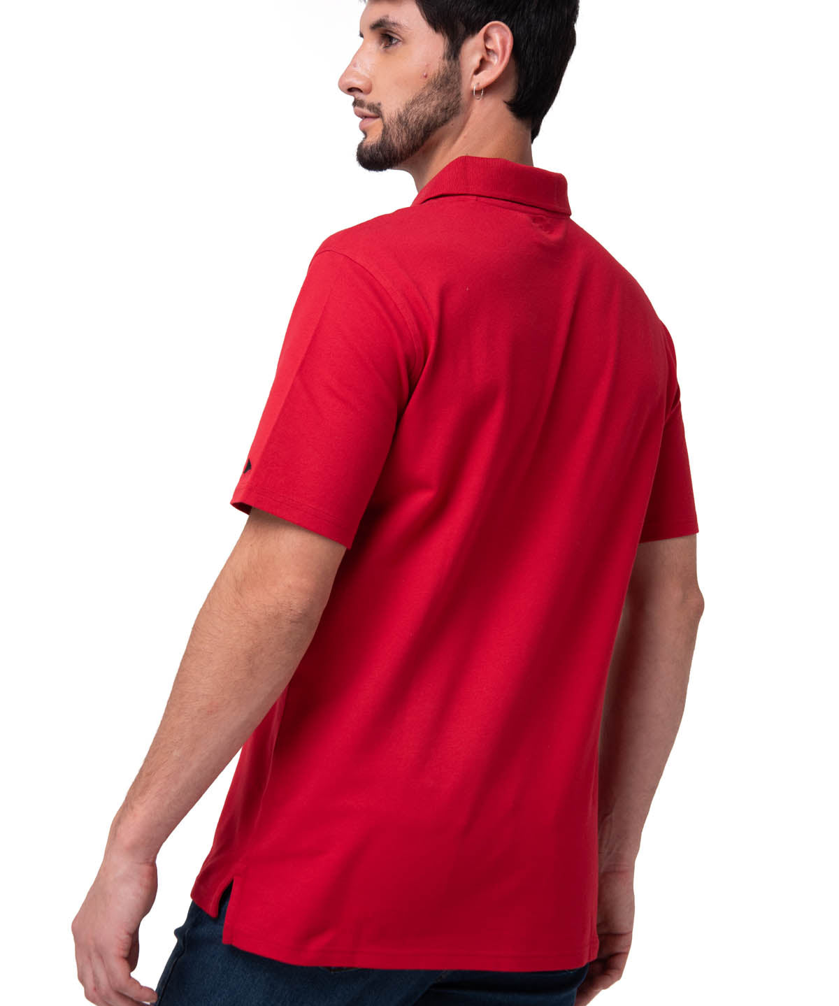 Polo Cat Logo Pique Hombre Color Rojo-2