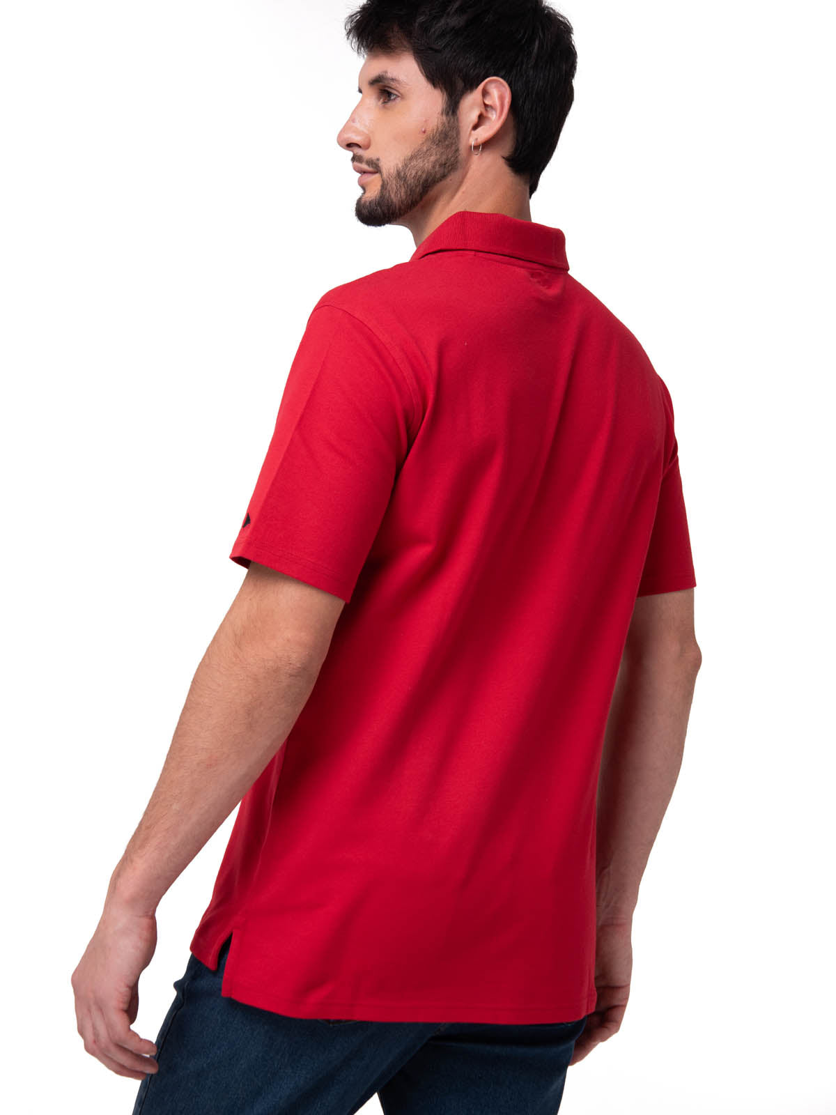 Polo Cat Logo Pique Hombre Color Rojo-2