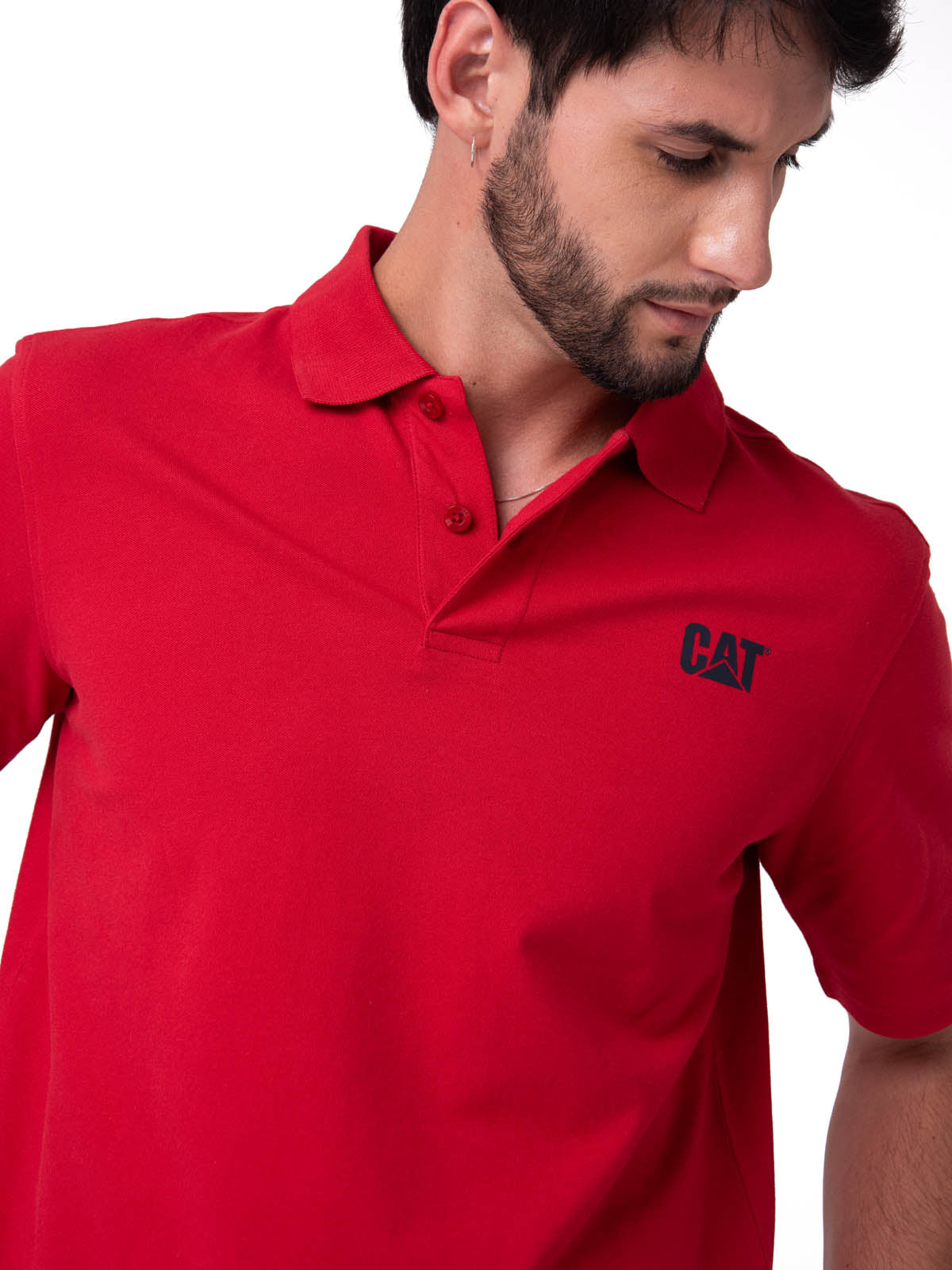 Polo Cat Logo Pique Hombre Color Rojo-3