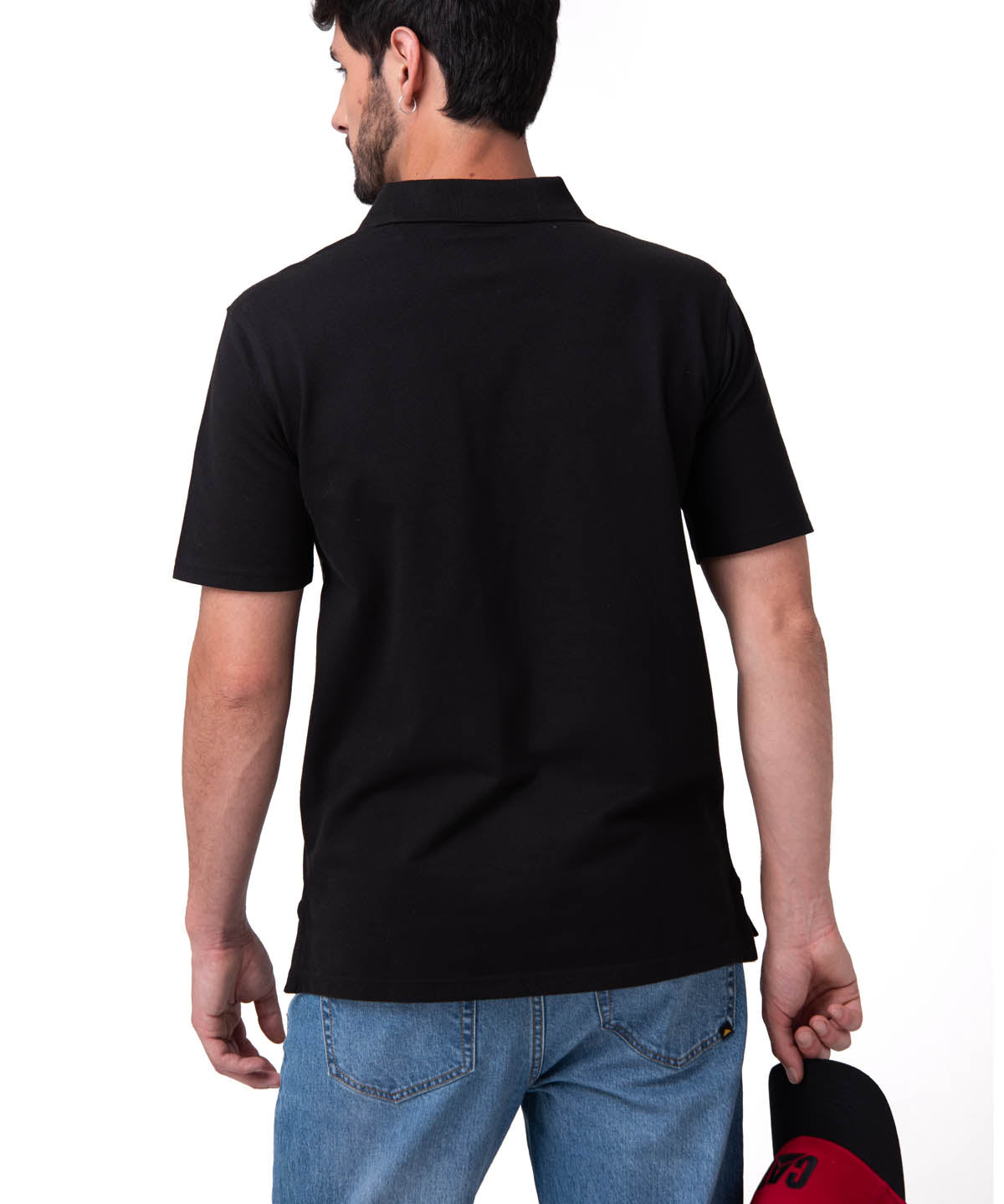 Polo Cat Logo Pique Hombre Color Negro-2