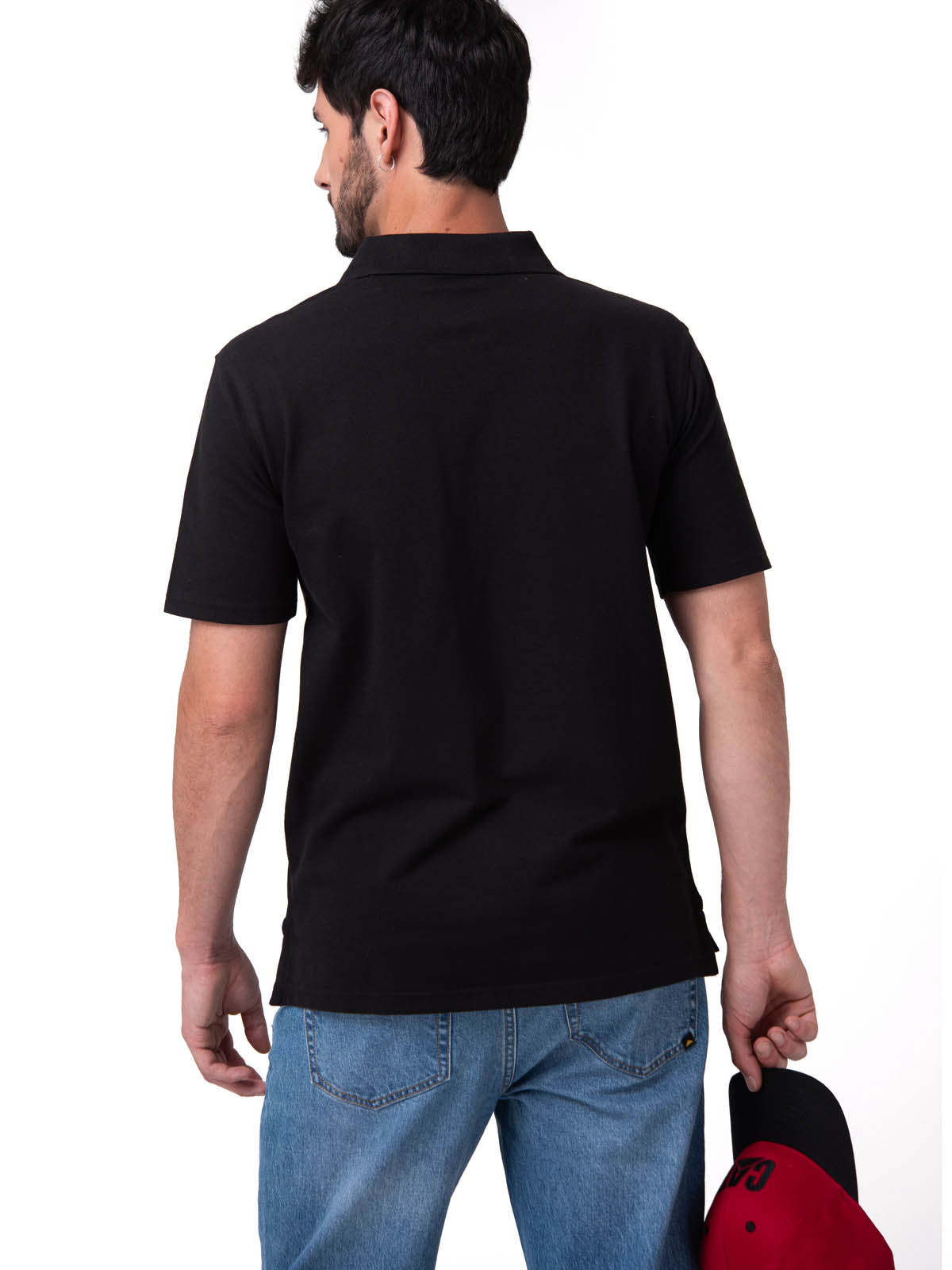 Polo Cat Logo Pique Hombre Color Negro-2